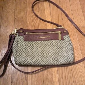 Liz Claiborne Geometric Brown and Cream Crossbody Bag